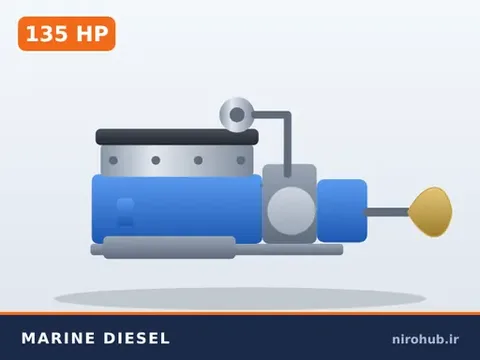 موتور دیزل دریایی داخل‌کش ۱۳۵ اسب‌بخار با گیربکس