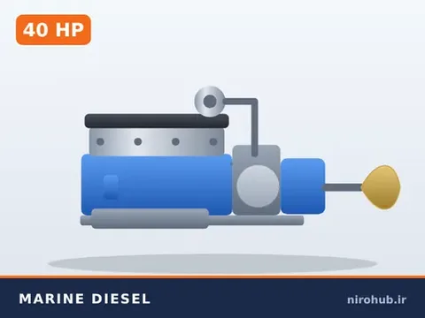 موتور دیزل دریایی داخل‌کش ۴۰ اسب‌بخار با گیربکس