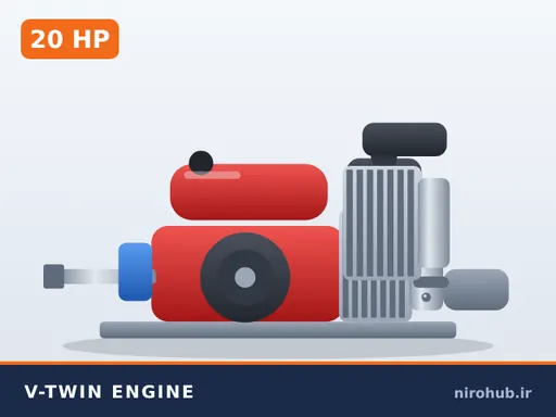 موتور بنزینی دوسیلندر V-twin ۲۰ اسب‌بخار — استارت برقی
